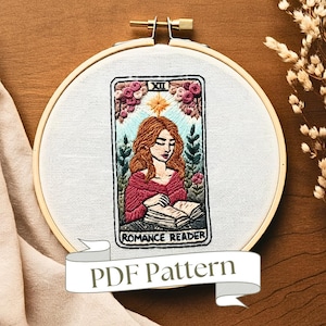 Romance Book Embroidery Design Book Lover Embroidery Pattern Book and Flowers Embroidery PDF Pattern DIY Embroidery Bookish Hand Embroidery