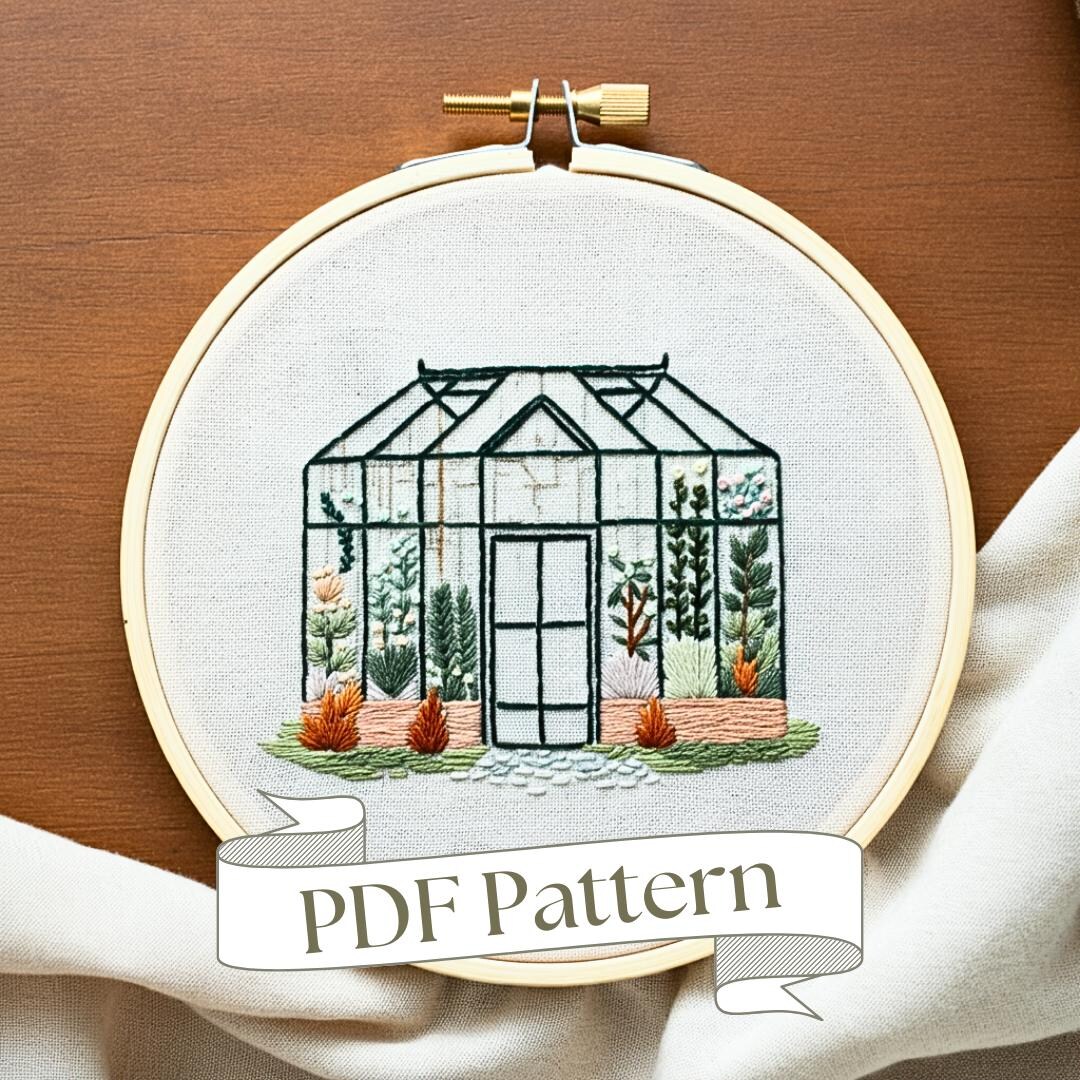 Greenhouse Pattern Greenhouse Floral Embroidery Pattern: Beginner DIY (PDF Pattern) - Etsy