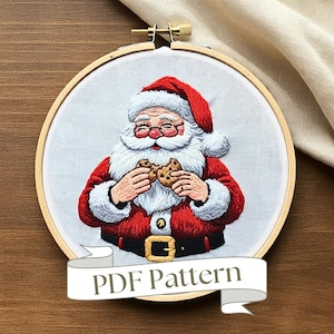 Santa Embroidery Pattern Christmas Hand Embroidery Pattern Ornament Beginner Easy PDF Pattern DIY Embroidery Hand Embroidery Design