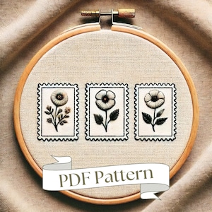 Floral Embroidery Pattern Easy Floral Stamps Embroidery Pattern Beginner Embroidery Easy PDF Pattern DIY Embroidery Hand Embroidery Design