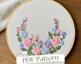 Handborduurpatroon bloemen: lentebloemen (pdf-patroon)