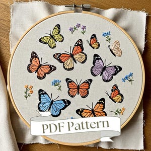Padrão de bordado à mão de borboleta: design de inseto animal faça você mesmo (padrão em PDF)