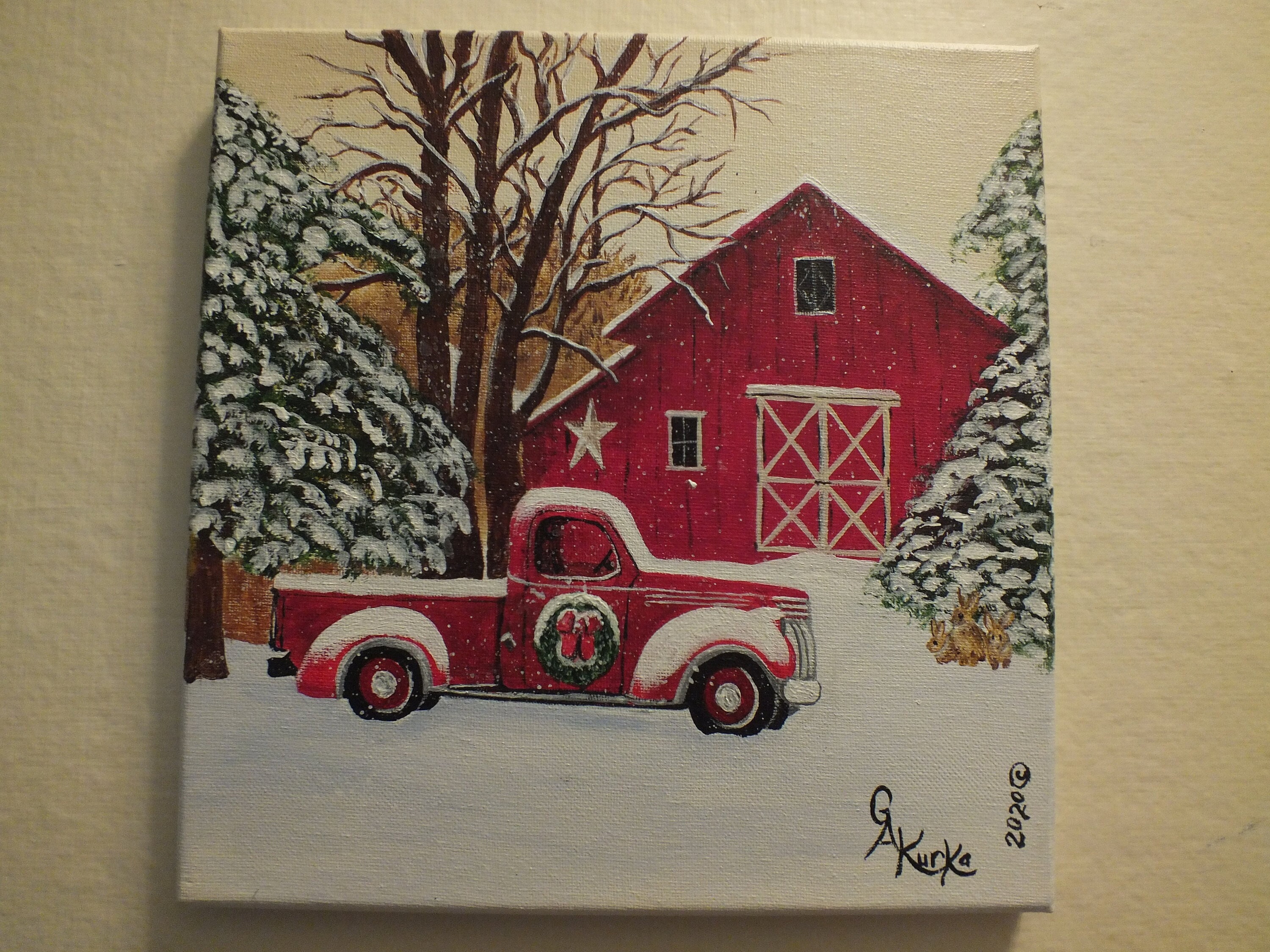 Christmas Diamond Painting Kits 5D Paint Red Truck Farm Winter Night Wall  Decor