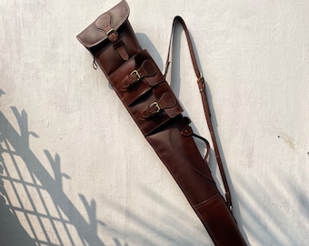 Western Rifle Scabbard - Full Grain Leather Rifle Scabbard with Fur Lining - Ammo Pockets and Adjustable Carrying Strap - Personalized Gift