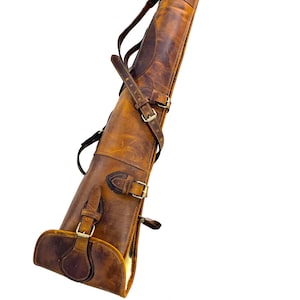 Handmade Leather Shotgun Case Rifle Scabbard Gun Sling Rifle Slip Bag With Shoulder Strap Case Gun Case for Rifle Hunting Bag