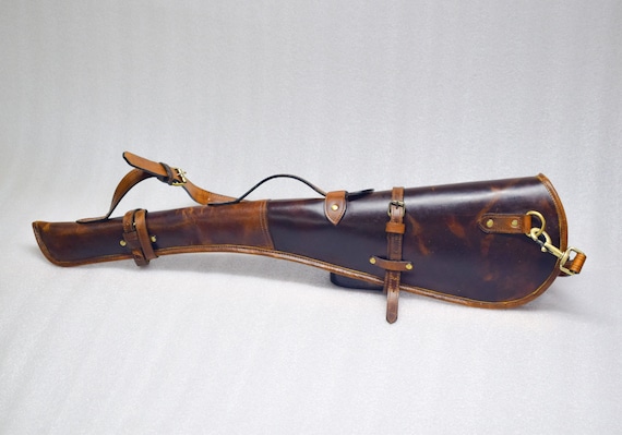 Buffalo Leather Rifle Gun Sling Crazy Horse Dark Brown Amish Handmade 1