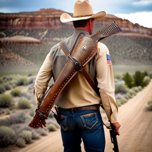 33 Leather Rifle Scabbard With Fur Lining & Versatile Strap for Lever ...