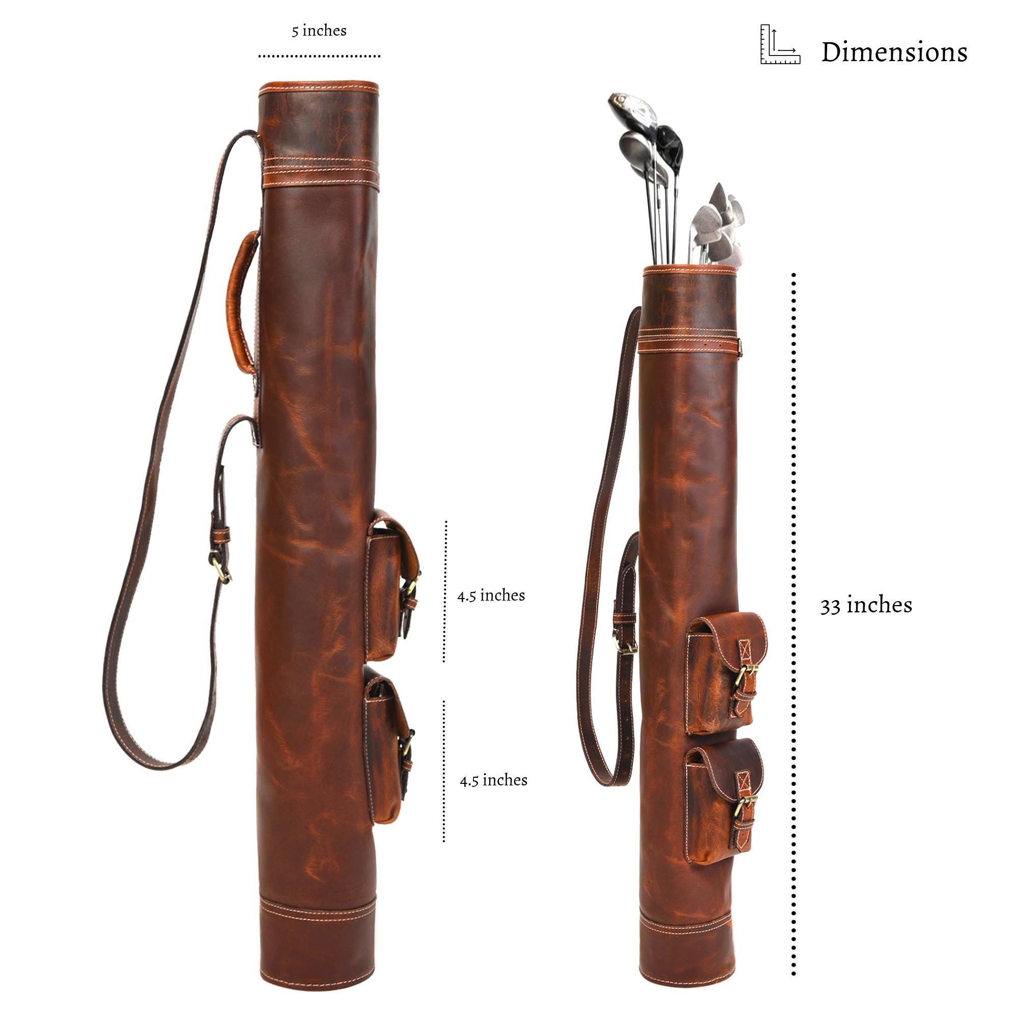 ハンドメイド本革ヴィンテージスタイルブラウンゴルフバッグ、ゴルフ