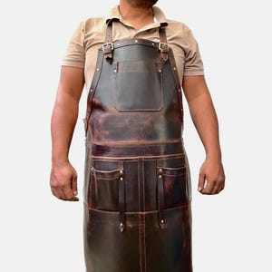Brown leather apron men woodworking apron leather apron blacksmith for men apron chef customized apron personalized gift for him