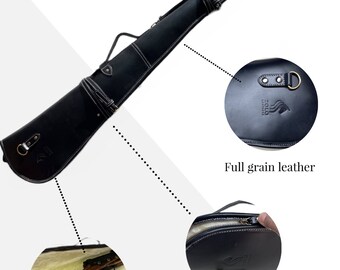 Hard Leather Rifle Scabbard – 22" Length, Top Grain Buff Leather, For Henry Marlin 1895, Winchester Lever Action Rifles, Handmade