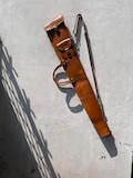 Western Rifle Scabbard - 45" Tan Leather Rifle Scabbard with Versatile Shoulder Strap, Handle and Fur Lining, Valentine's Day Gift product logo