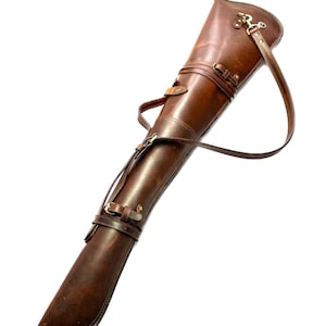 43" Rifle Scabbard - Western Rifle Scabbard with Fur Lining Fits Lever Action Rifles Handcrafted Hard Leather Rifle Storage Bag for Hunter