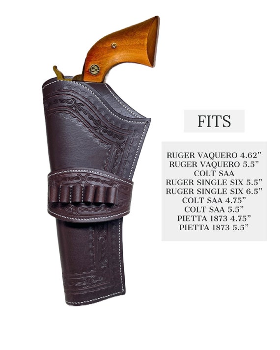 Hulara Fondina Da Cowboy In Pelle Scamosciata Pieno Fiore Da Uomo, Fondina E Cintura Da Cowboy 357 Magnum, Fondina Per Revolver Cal .38/.357, Lato Destro Marrone Chiaro, Taglia-1 (34-36 Pollici - 7