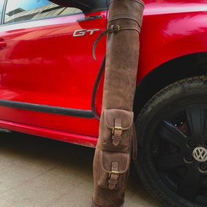 Handmade Real Leather Vintage Style Brown Golf Bag with 2 Golf Ball Pocket 9 Golf Stick Holder and Strap, Leather Golf Stand,Gift for Golfer