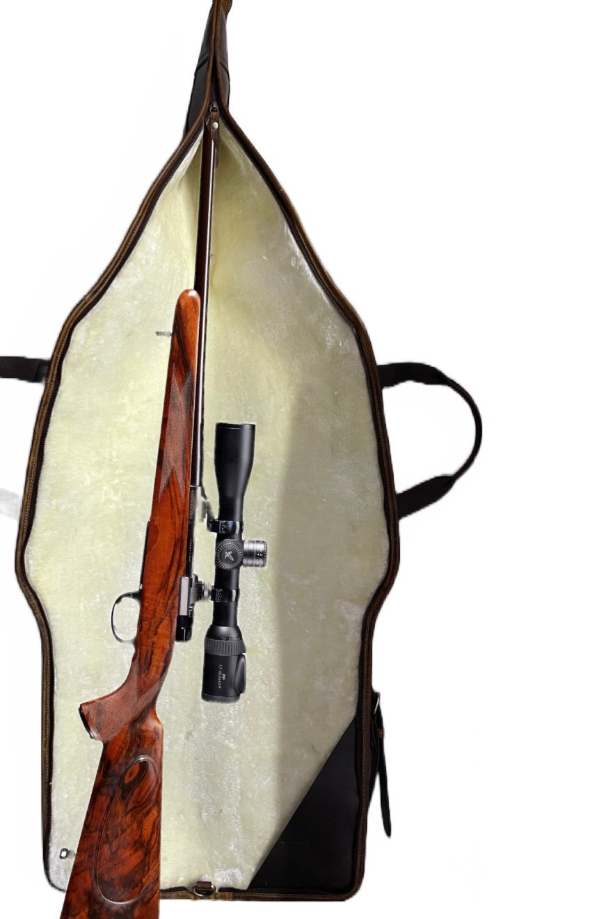 レザー　ライフル　ガンケース　セミハード　バッグ　銃のカバー　本革ストラップ付き 52インチレザーライフル鞘、調節可能なショルダーストラップ付き、高級