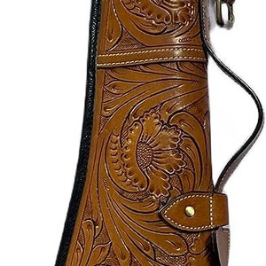 Fodero per fucile Winchester in pelle lavorata a mano da 33" per fucile da caccia, raro fodero per pistola in pelle marrone scuro con fibbia e cinturino regolabile