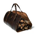 Full-Grain Leather Firewood Log Carrier – Rustic Fireplace Decor
