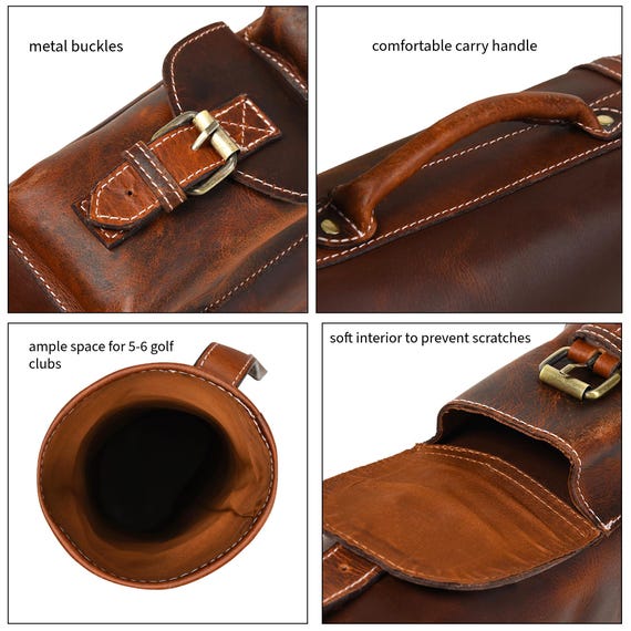 ハンドメイド本革ヴィンテージスタイルブラウンゴルフバッグ、ゴルフ