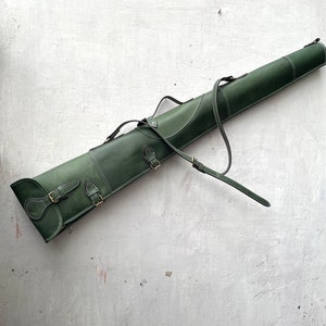Western Rifle Scabbard 50 Inches Leather Shotgun Slip Case for Hunting, Green Shotgun Case, Personalized Rifle Cover, Gift for Hunters