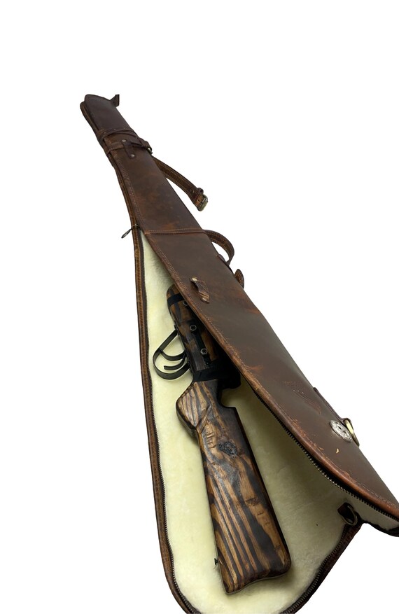 Handcrafted Leather Scabbard Western Tooled Leather Rfle Sleeve