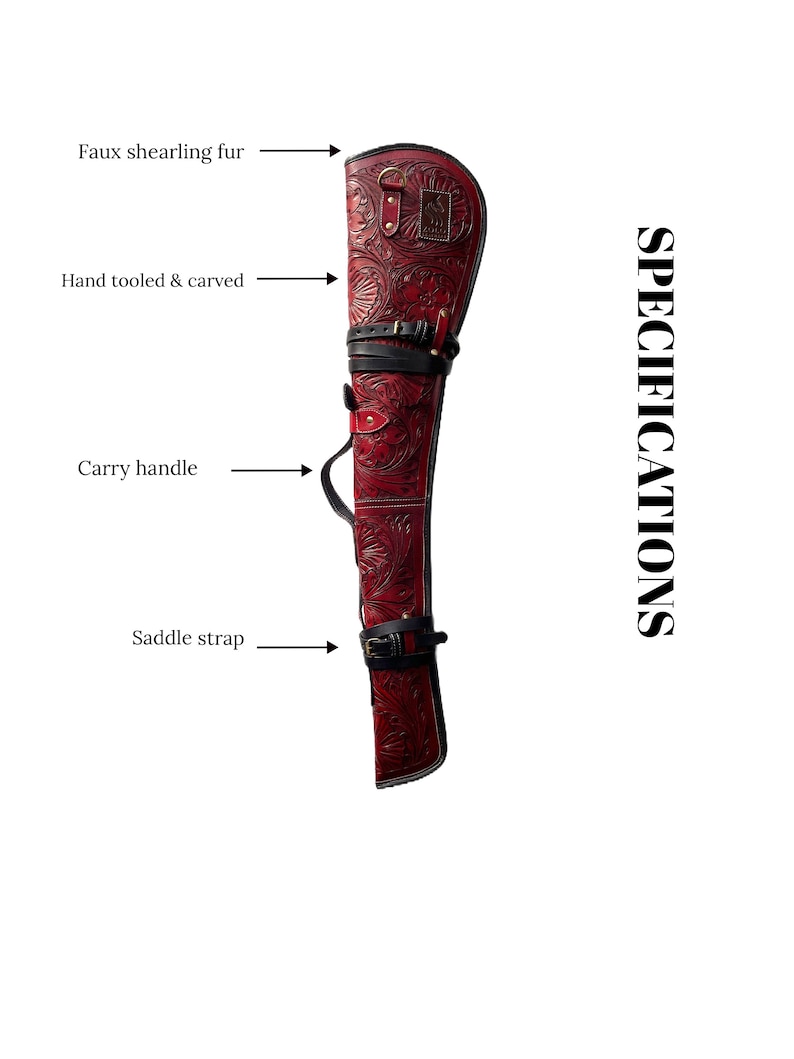 Handmade Leather Shoulder Rifle Carrying Gun Case, Western Tooled