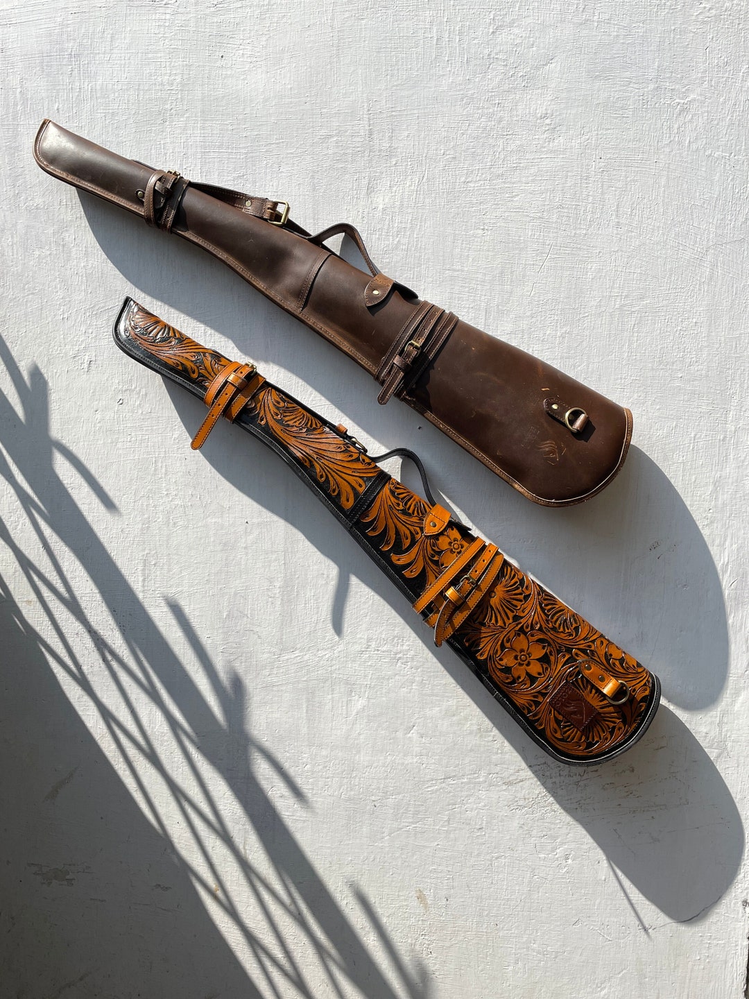 Engraved Rifle Case Western Rifle Scabbard: Vintage Leather Scabbard Cover Set of 2 Hand ...