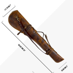 Western Rifle Scabbard Bag with Adjustable Strap - Vintage Brown Leather - Handmade Shotgun Case Cover Rifle Fits Winchester Marlin Henry image 5