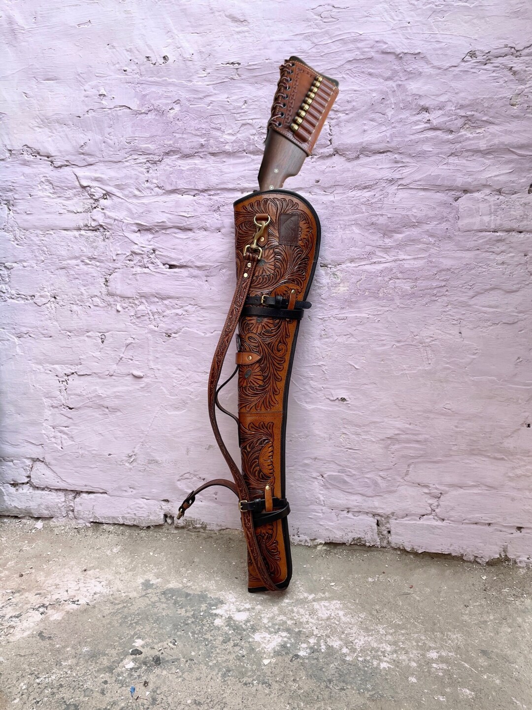 牛革拳銃カバー　本物保証　時代物 牛革拳銃カバー 本物保証 時代物