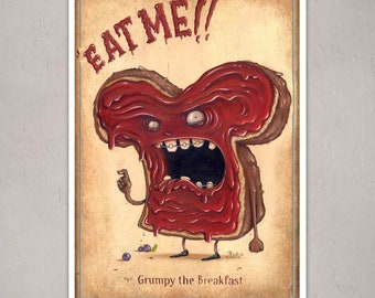 Grumpy for Breakfast by ZozovilleGallery | Premium Art Print for your home | Monster Art Print | Cool Monster Print | ZozovilleGallery