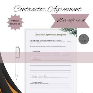 Contractor Agreement Template, contract Template, Construction Template, Handyman, independent contractor