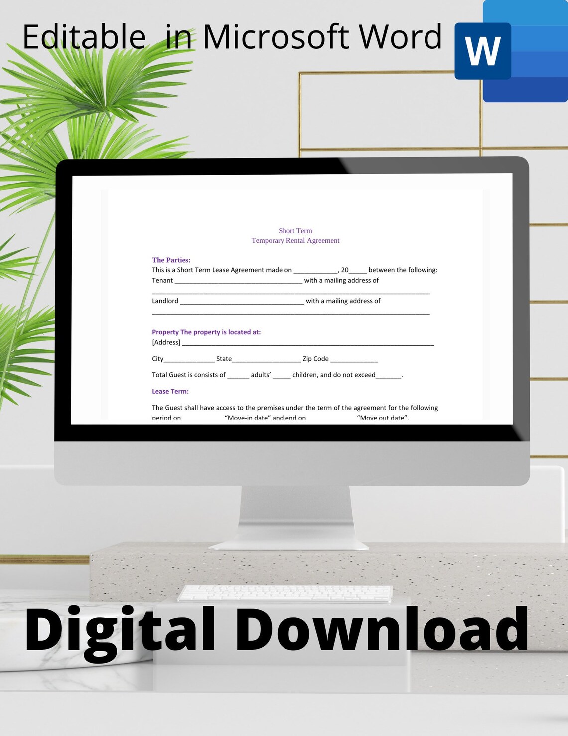 Short Term AIRBNB Rental Agreement Guest Lease Agreement Lease Short Term AIRBNB Rental Agreement Guest Lease Agreement Lease