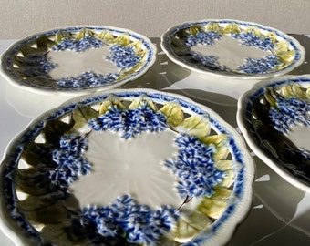 Villeroy and Boch Majolica Plate set of 5 with Lilac motif -  1883-1891