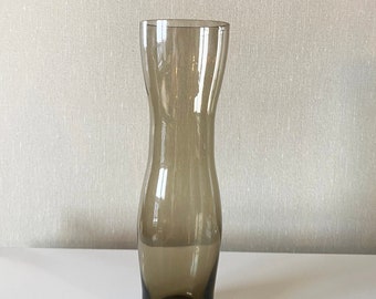 Modern Scandinavian tall sand coloured handblown glass vase