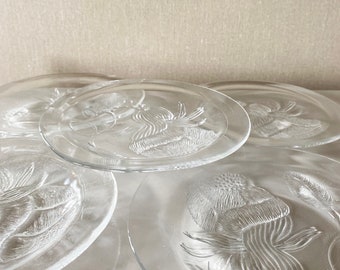 Flower glass plates with Peony motif - designed by OIVA TOIKKA - 16,5 cm