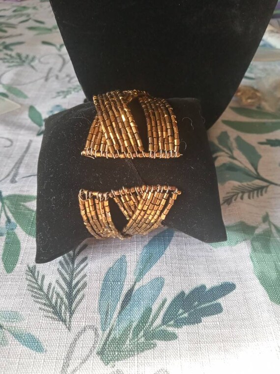 Vintage Beaded Cuff Bracelet - image 2
