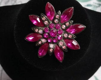 Vintage Pink Rhinestone Brooch