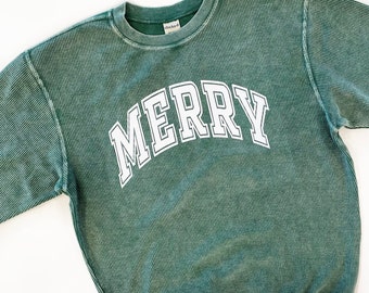 Merry Corded Sweatshirt. Corded Christmas Sweatshirt. Corded Sweatshirt. Christmas Sweatshirt. Corded Holiday Shirt.