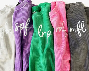 Custom Monogram Corded Sweatshirt: Oversized Crew Neck