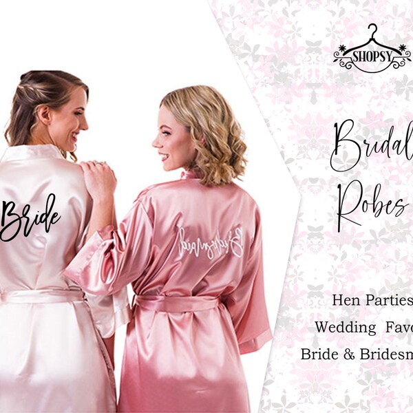 Customize Robes Personalized Robes Custom Robes Custom Bridal Robe Kimono Robes Bridesmaid Gift Hen Party Robe Birthday Robes Satin Robe