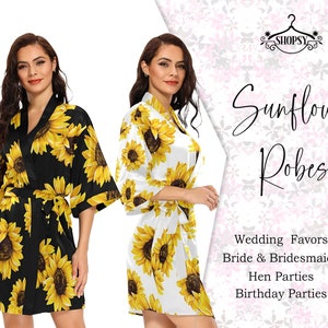 Sunflower Robes Customized New Print Robes Bridesmaid Robe Personalized Robes Custom Robes Bridal Robe Kimono Robes Satin Robe