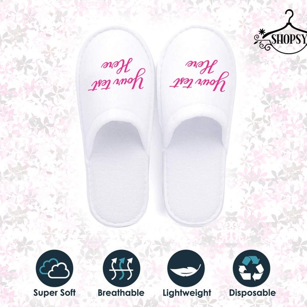 Personalized Spa Slippers House Wear Slippers Open Toe White Slippers Bride Slippers Bridesmaid Slippers Gift For Her Wedding Gift