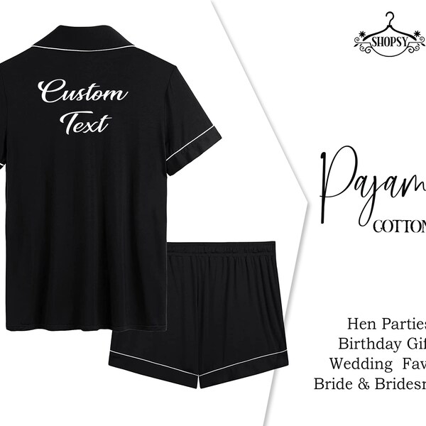 Cotton Pajamas Set Custom Pajama Bridal Pajamas Bridesmaid Jersey Pajamas Personalized Pajamas Night Ware Pajamas Gift For Her Wedding Gift