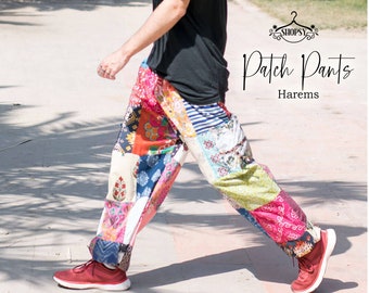 Men's Women’s Harem Pant Style Earthy Trousers Bohemian Patch Pant Hippie Patchwork Unisex Festival Pants Yoga Patch Pants Joggers