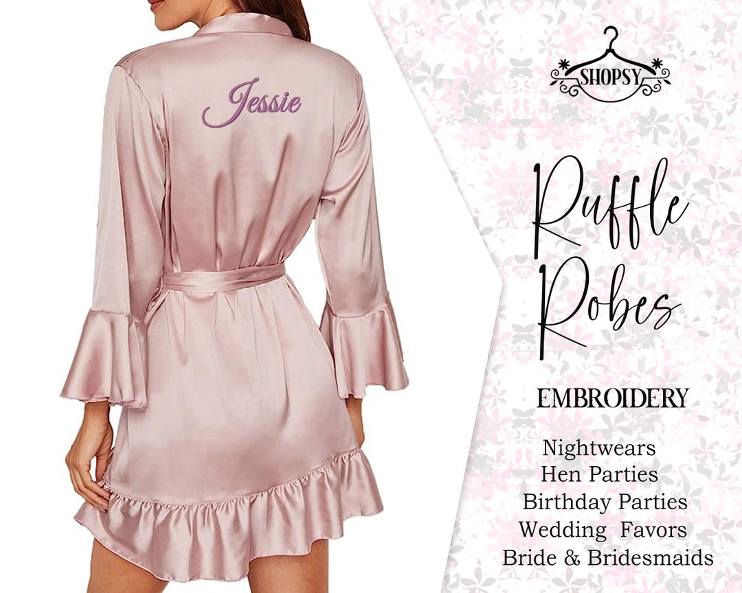 Bridal Robe Ruffle Wedding Embroidery Ruffle Lace Robes, Personalized Plus Size Bride ...
