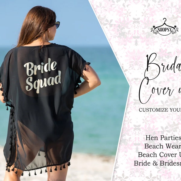 Customized Beach Wrap Bachelorette Party Swim Cover Up Bridal Sarongs Bride Tribe Cover Up Team Bride Bikini Wrap Women Custom Cover ups