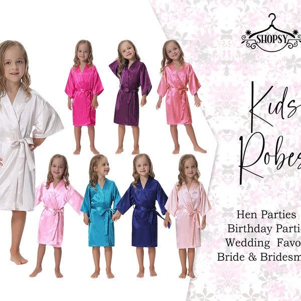 Peignoirs enfants Robes de demoiselle d'honneur Robes en satin Robes personnalisées Robes de mariée Robes personnalisées Robes kimono personnalisées Cadeau pour elle Robe de mariée