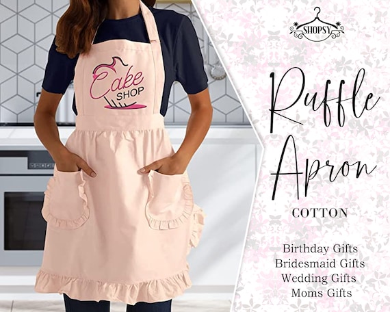 Wrapables Ruffles and Roses Canvas Apron
