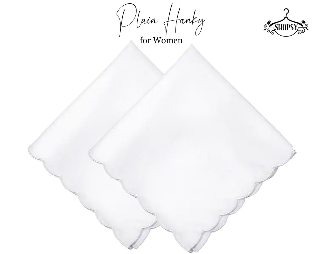 Set of 12 Handkerchief Women Handkerchief One Dozen White Scalloped Handkerchiefs Etsy