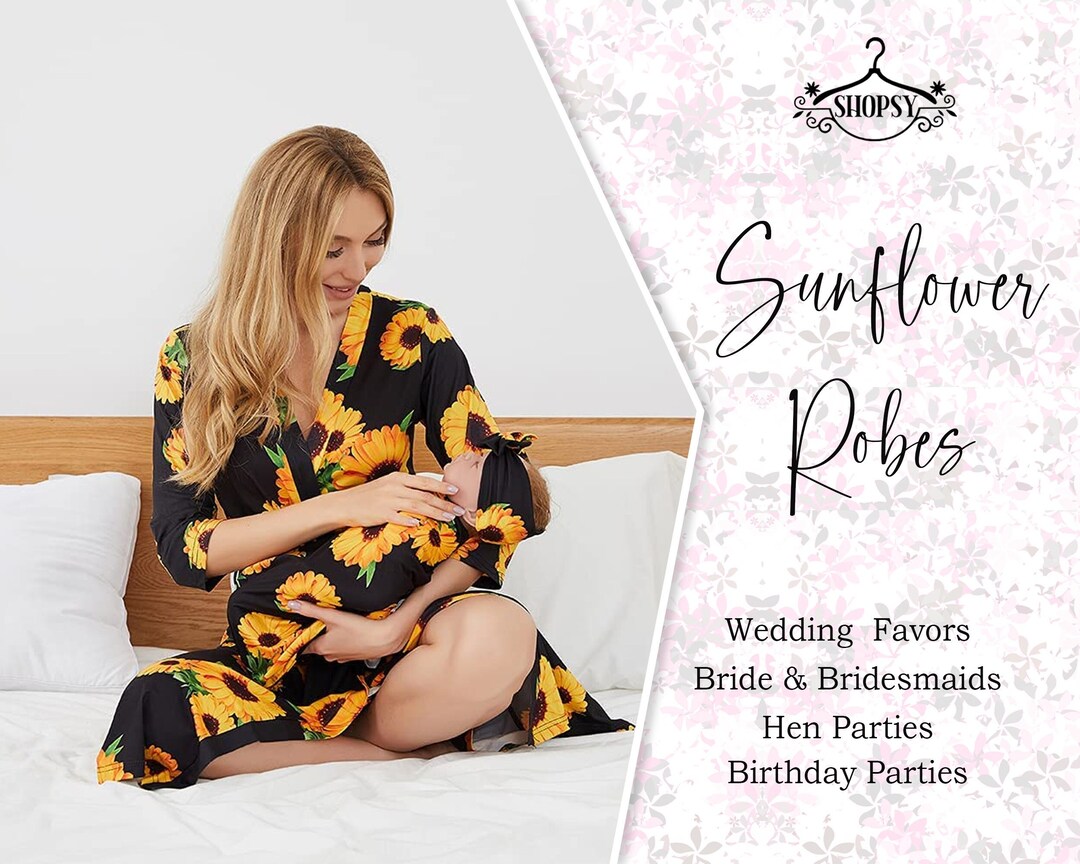 Sunflower Maternity Robes Customized Bridesmaid Robes Mom to - Etsy