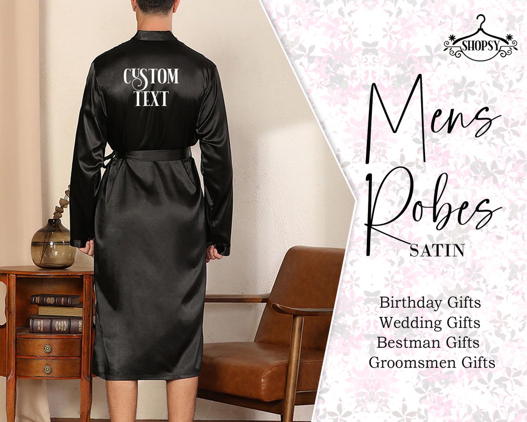 Custom Satin Mens Robes, Personalized Mens Robes, Gift for Him, Custom